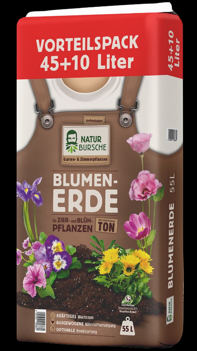 Naturbursche Blumenerde 45 + 10 l gratis